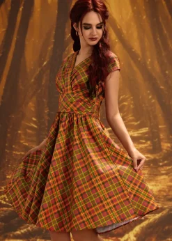 Orange Plaid Greta Dress Clearance