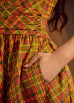 Orange Plaid Greta Dress Clearance