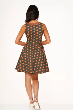 Orange Polka Dot Swing Mini Dress Discount
