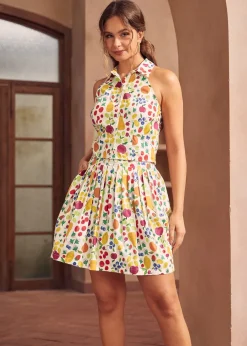 BTC Orchard Breeze Halter Top Fruit Multi New