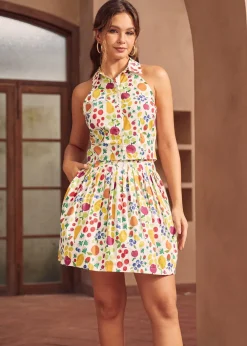 BTC Orchard Breeze Halter Top Fruit Multi New