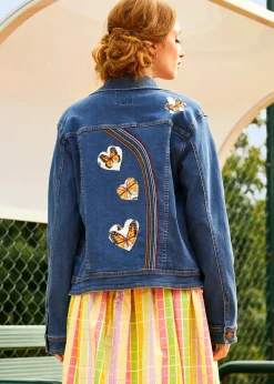 Over the Rainbow Denim Jacket Faded Sky Medium Wash Discount