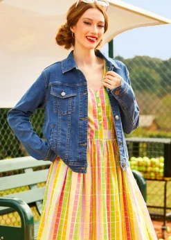 Over the Rainbow Denim Jacket Faded Sky Medium Wash Discount