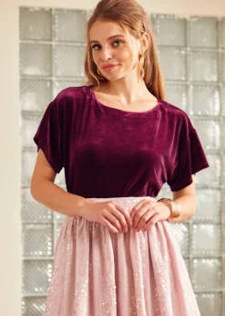 Past Perfections Boatneck Tunic Top Rich Raisin New