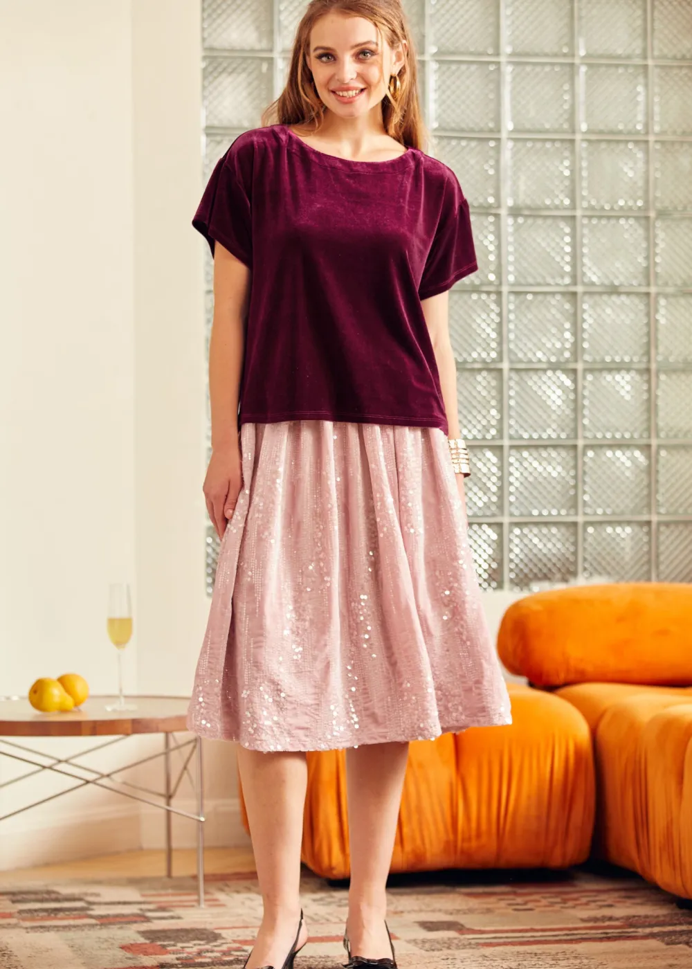 Past Perfections Boatneck Tunic Top Rich Raisin New