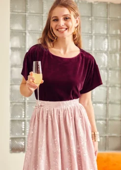 Past Perfections Boatneck Tunic Top Rich Raisin New