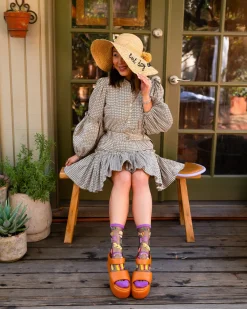 Pasta Lover Black Sheer Crew Sock Sale