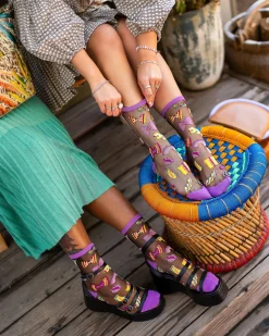 Pasta Lover Black Sheer Crew Sock Sale