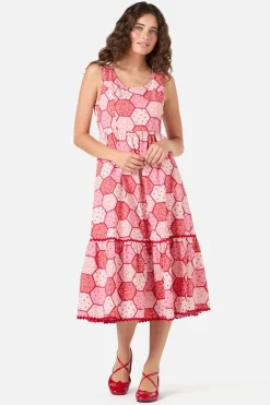 Patchwork Tiered Midi Dress Online