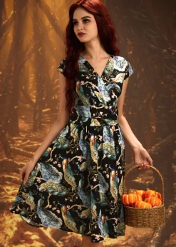 Peacock on Branches Greta Dress Hot