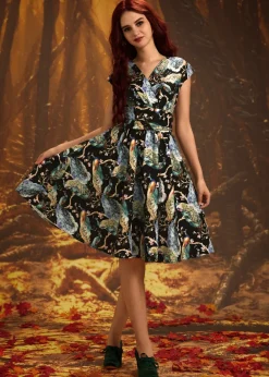 Peacock on Branches Greta Dress Hot