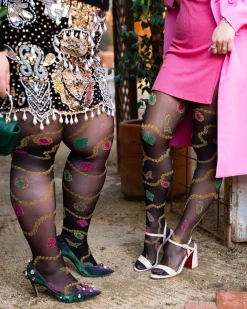 Pearls & Jewels Black Sheer Tights