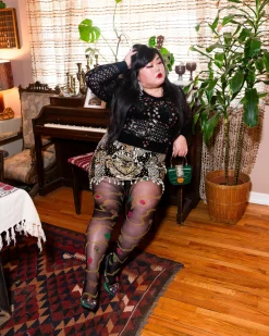 Pearls & Jewels Black Sheer Tights