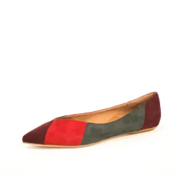 Pedro Patchwork Suede Ballet Flats RED MULTI Outlet