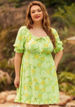 ModCloth Picnic in Paradise Babydoll Dress Dandy Floral Mint Best