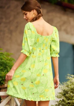 ModCloth Picnic in Paradise Babydoll Dress Dandy Floral Mint Best