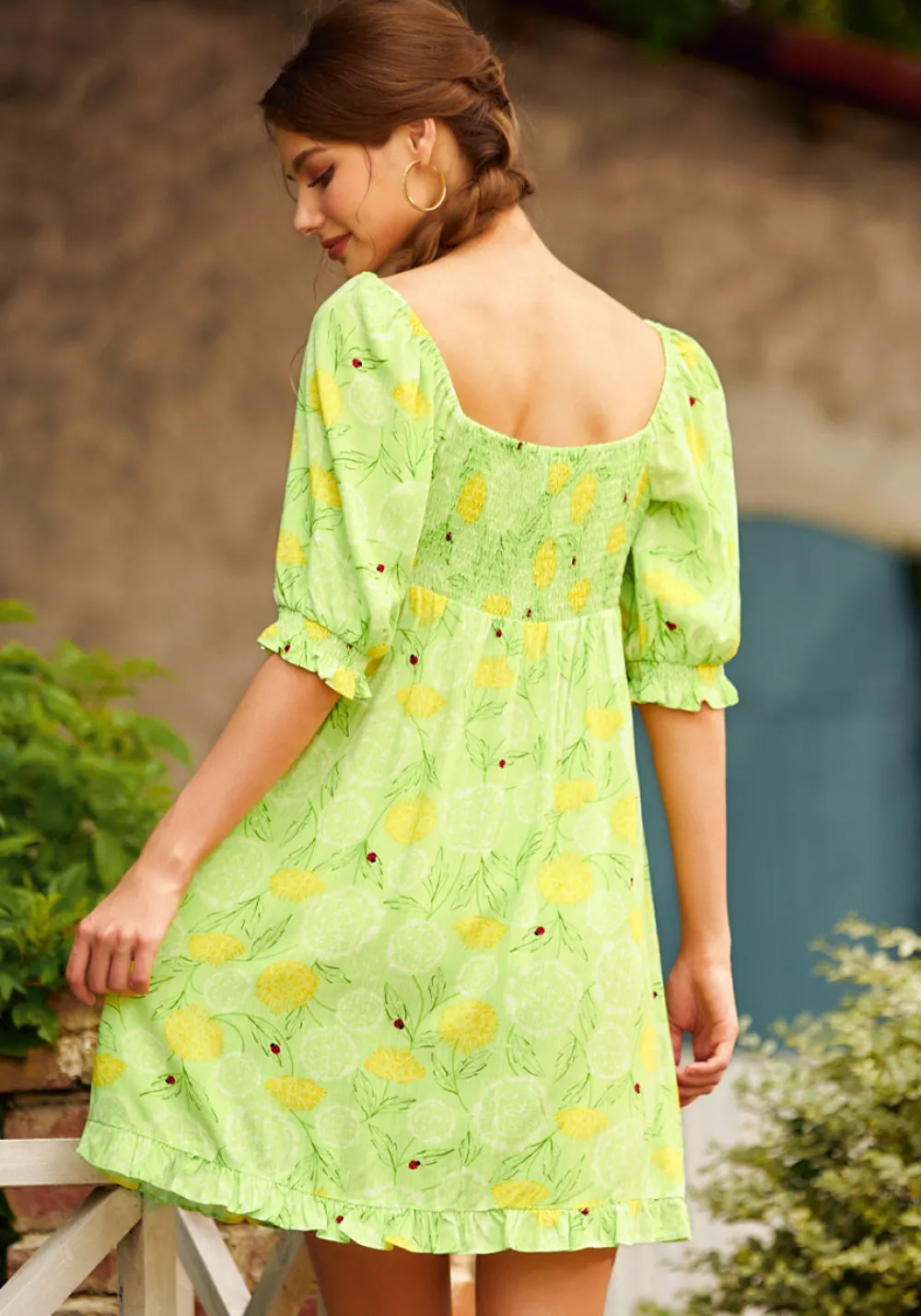 ModCloth Picnic in Paradise Babydoll Dress Dandy Floral Mint Best