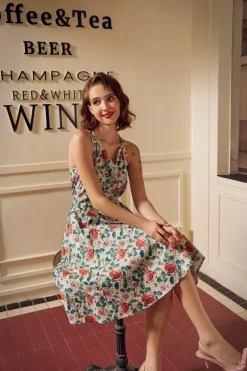 Pink Floral Swing Dress Hot