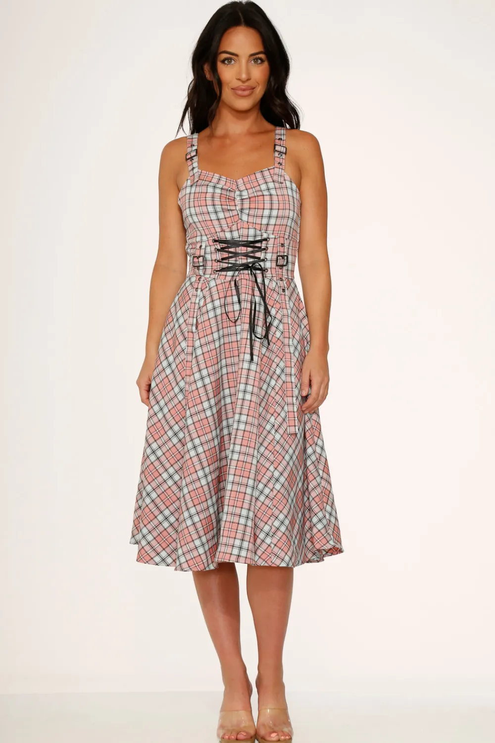Pink Plaid Swing Dress Hot