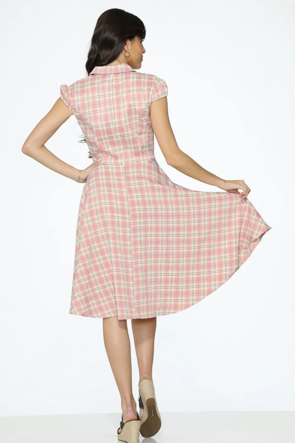 Plaid Swing Dress Pink Clearance