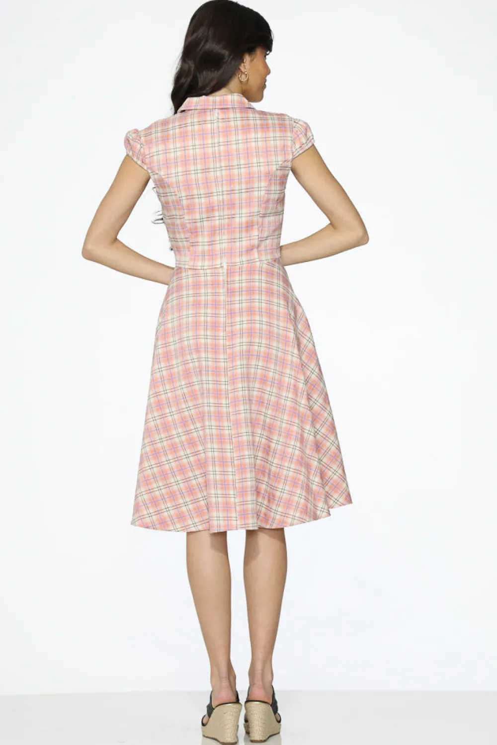 Plaid Swing Dress Pink Clearance