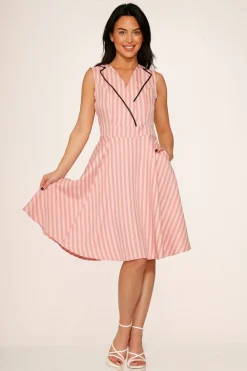 Pink Stripe Swing Dress Hot