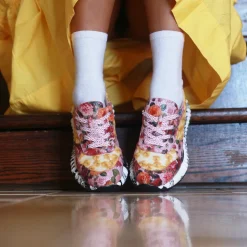 Pinky Floral Dad Sneakers PINK AND YELLOW New