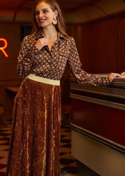 BTC Playful Past Long Sleeve Blouse Golden Hour Geo Clearance