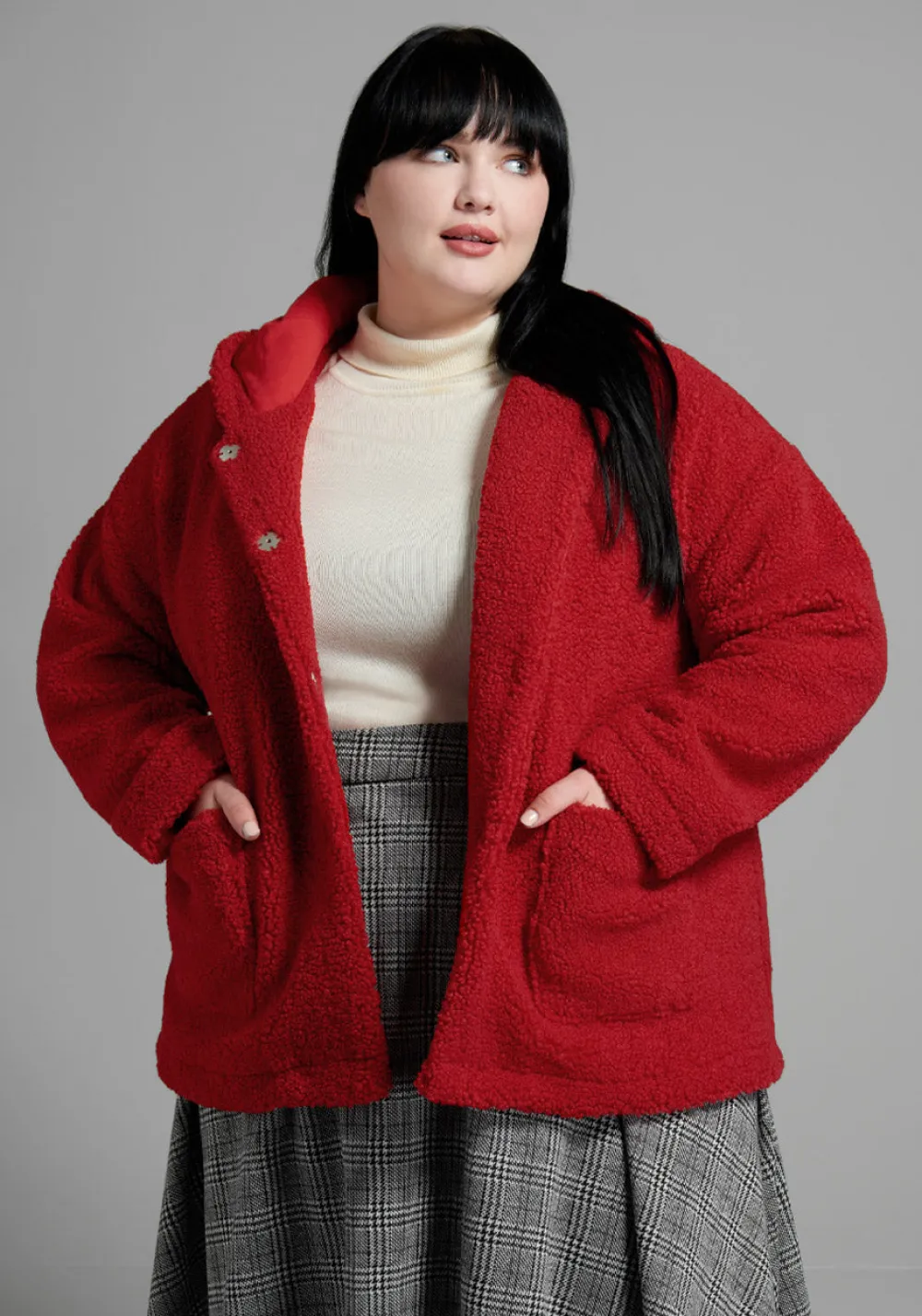 ModCloth Plush On You Teddy Jacket Red Teddy Online