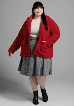ModCloth Plush On You Teddy Jacket Red Teddy Online