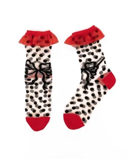 Polka Dot Bow Ruffle Sheer Crew Sock Online