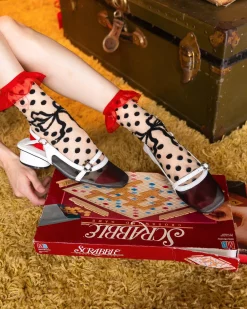 Polka Dot Bow Ruffle Sheer Crew Sock Online