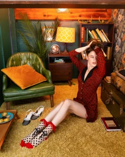 Polka Dot Bow Ruffle Sheer Crew Sock Online