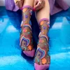 Pop Art Planets Black Sheer Crew Sock Best
