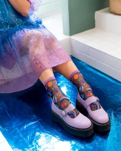 Pop Art Planets Black Sheer Crew Sock Best