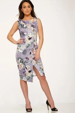 Purple Floral Wiggle Dress New