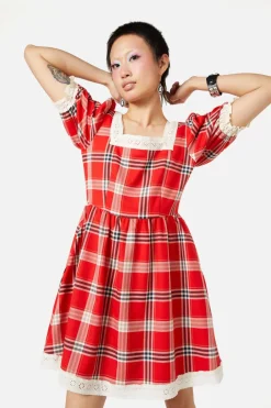 Queen Of Cats Tartan Dress Hot