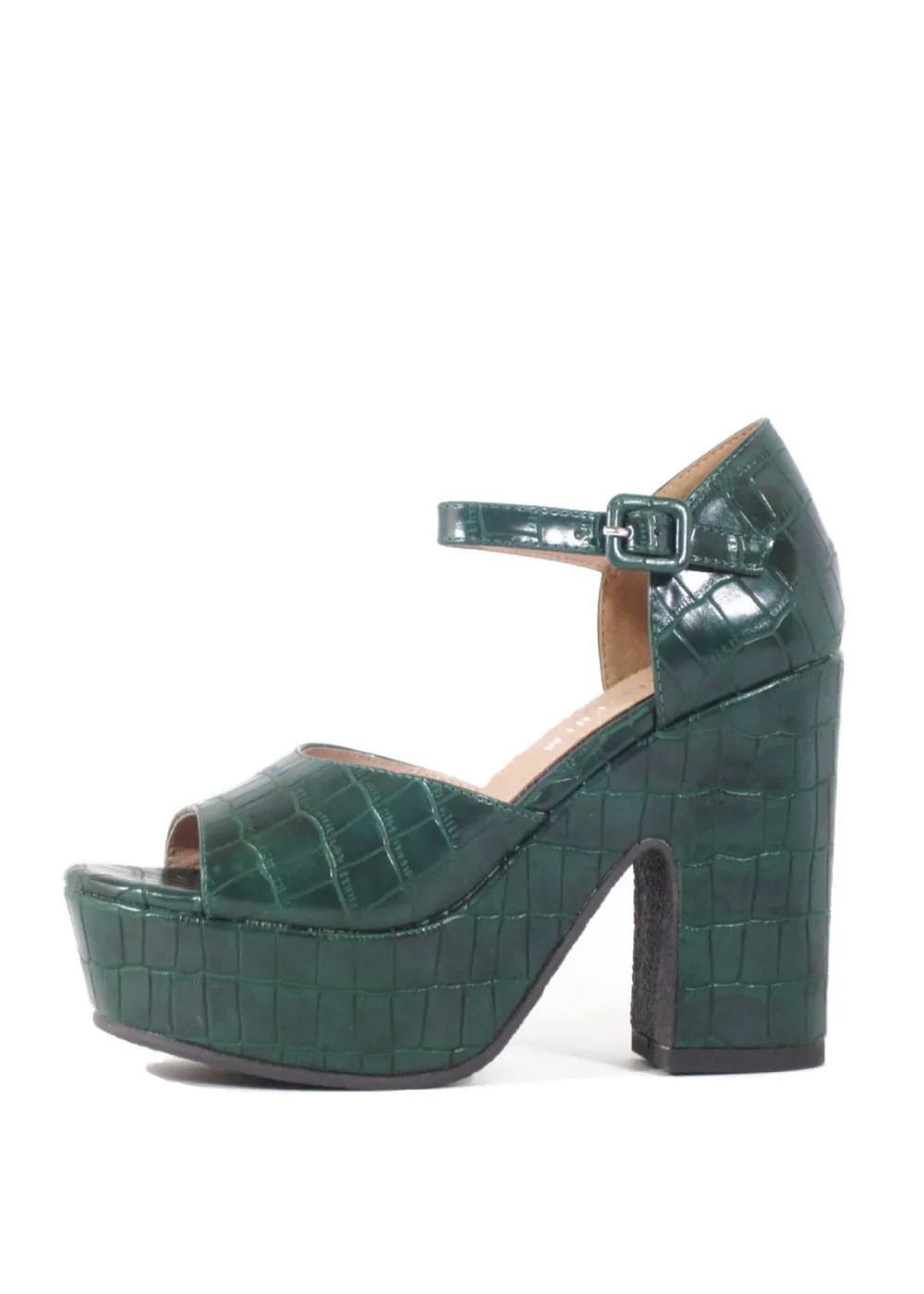 Quill Croco Platform Heels GREEN Sale