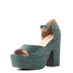 Quill Croco Platform Heels GREEN Sale