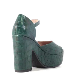 Quill Croco Platform Heels GREEN Sale