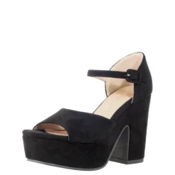 Quill Suede Platform Heels BLACK MICRO