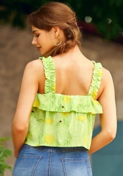 Radiant Ruffle Top Dandy Floral Mint Outlet