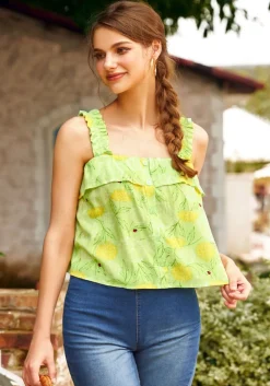 Radiant Ruffle Top Dandy Floral Mint Outlet