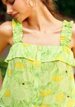 Radiant Ruffle Top Dandy Floral Mint Outlet