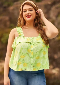 Radiant Ruffle Top Dandy Floral Mint Outlet