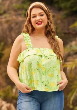 Radiant Ruffle Top Dandy Floral Mint Outlet
