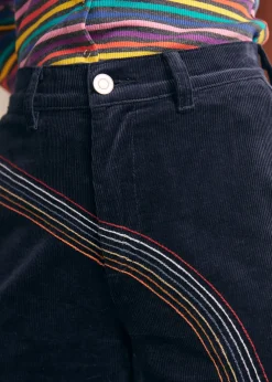 EZ Apparel Rainbow With Me Corduroy Pants Navy Sale