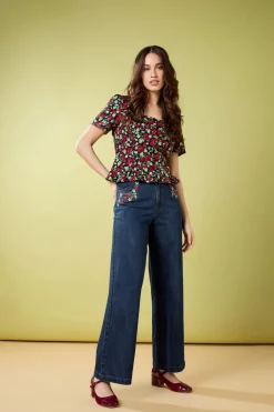 Raspberry Embroidered Jean Sale
