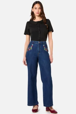 Raspberry Embroidered Jean Sale
