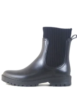 Ray Rain Boots BLACK RUBBER/KNIT Outlet